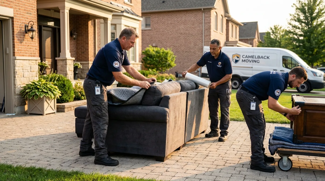 Large estate moving crew wrapping furniture in Tahoe Vista, CA